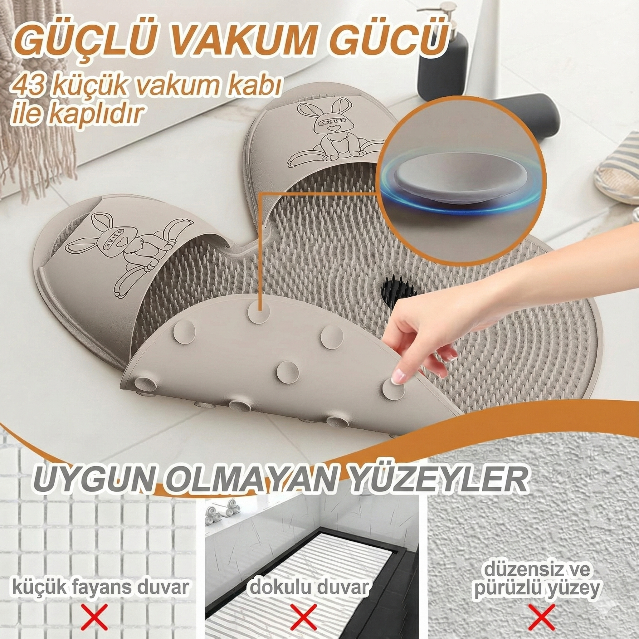 Aqua Rabbit Ayak Yıkama ve Masaj Matı Nano Mikro Doku